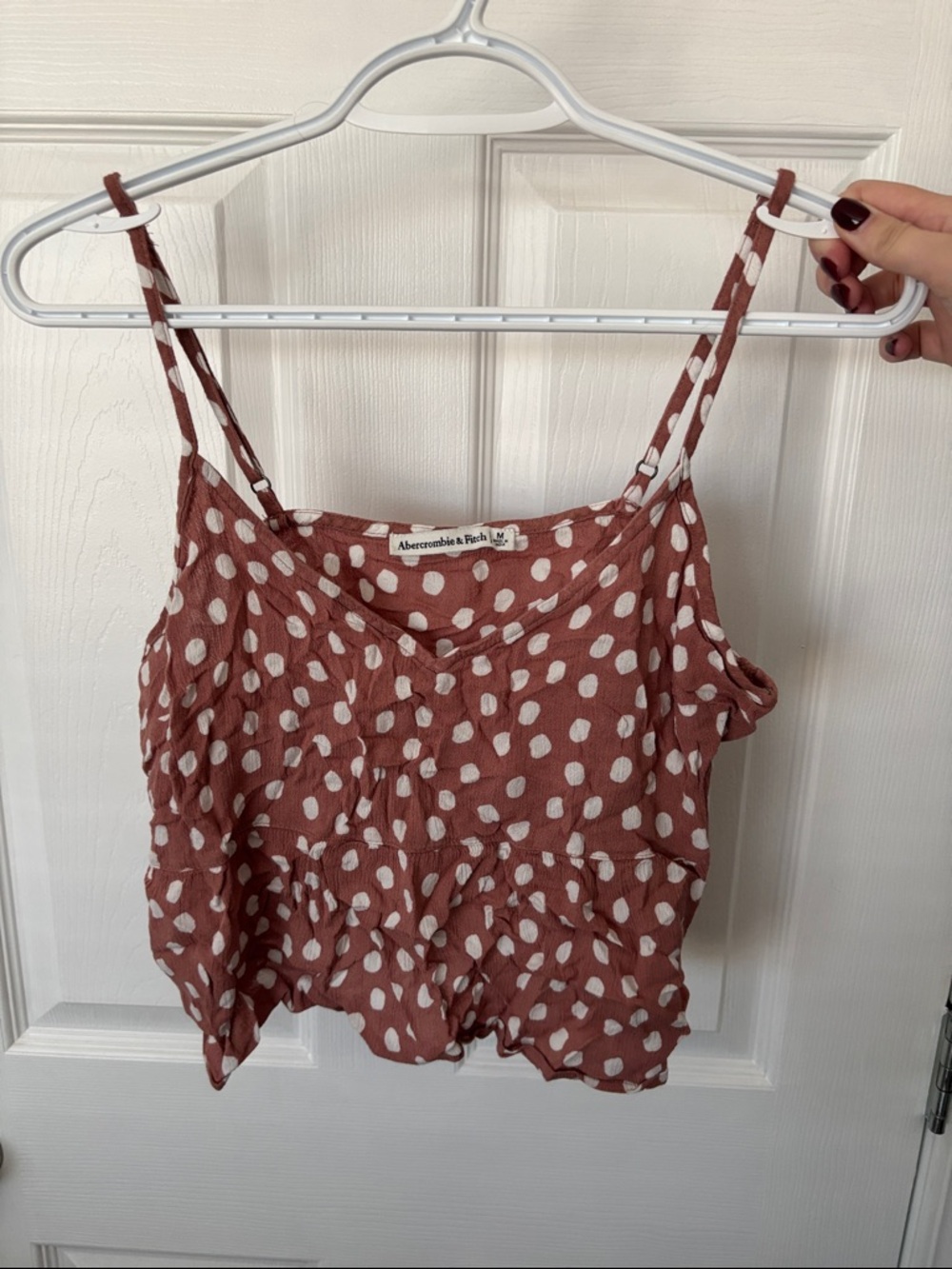 Abercrombie & Fitch Rust Red Polka Dot Spaghetti Strap Cami